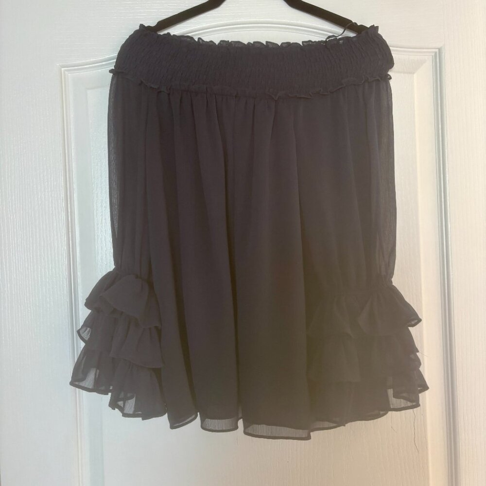 Express Off the Shoulder Ruffle Chiffon Blouse